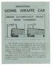 3376-117 Lionel Original Giraffe Car Instruction Sheet