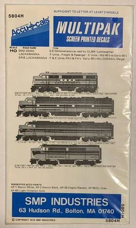 5804h Accu-cals 5824h Ho Decal-multipak Erie Lackawanna/dl&w/emd Demo Emd And Alco Cabs #5804h