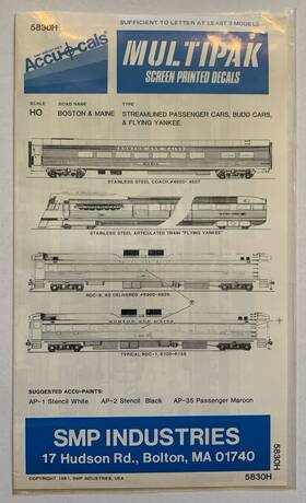 5830h Accu-cals Ho Decal-multipak B&m Strl Pass Cars/rdc S/ Inch Flying Yankee - #5830h