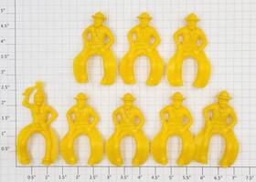 0108-04 Acme Vintage Yellow Plastic Horse Riding Cowboys And Indian Bag Of 8
