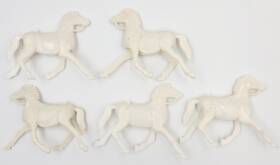 0108-06 Acme Vintage Plastic White Standing Horses Bag Of 5