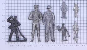 77-229 Acme Cast Unpainted Metal Figure Assortment Bag Of 7