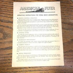 M2436 American Flyer Original Instructions For Worm Drive Locos M2436 American Flyer Original Instructions For Worm Drive Locos