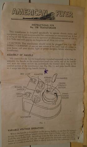 M2945a American Flyer Original #m2945a Instructions For #19b Transformer