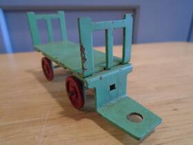 Xa9638 American Flyer Original Metal Green Cart With Red Wheels