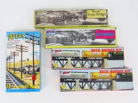 83-150 Atlas Lot Of 5 Ho 1/87 Scale Kits Truss Bridge Deck And Telephone Poles