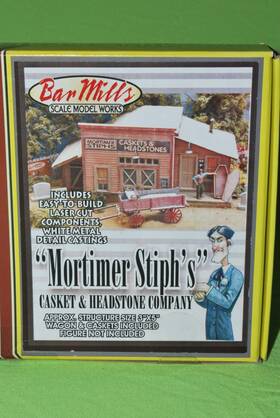 0122 Bar Mills Ho Scale Kit #0122 Mortimer Stiphs Casket And Headstone Co. Oop
