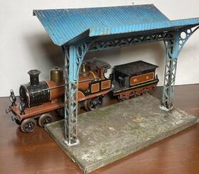 56799875422 Bing Or Carette Passenger Station Canopy - Prewar Tinplate Train