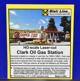 Blair Line 833402001876 Ho Scale #187 Clark Oil Gas Station Laser-cut Model Kit - Open Box Blair Line 833402001876 Ho Scale #187 Clark Oil Gas Station Laser-cut Model Kit - Open Box
