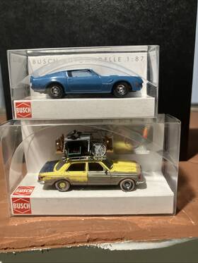 47512 Busch Lot Of 2 Ho Scale Cars Pontiac Firebird Mercedes Sedan