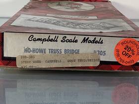 305-1275 Campbell 200-305 Ho/hon3 Vintage Scale Models Howe Truss Bridge Old Stock