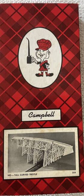 304-975 Campbell Scale Models Ho Kit #304-975 Ho- Tall Curved Trestle Nib