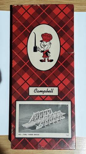 762-450 Campbell Scale Models Box/ Parts Only For Ho Thru Timber Bridge #762-450 Vintage