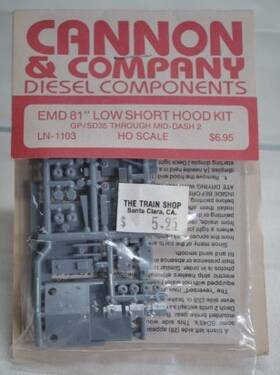 Ln-1103 Cannon And Company Ho Scale Emd 81 Inch Low Short Hood Kit