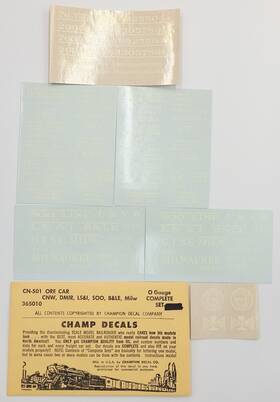 Cn-501 Champ Decals Ore Car Cnw Dmir Ls&i Soo B&le Milw Set Of 12