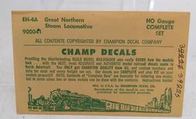 Eh-4a Champ Decals Ho Scale Great Northern Steam Locomotive Complete Set Eh-4a Champ Decals Ho Scale Great Northern Steam Locomotive Complete Set