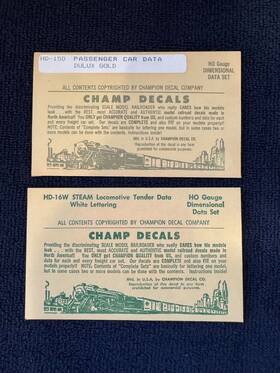 Hd-15d Champ Decals Hd-16w Ho Steam Locomotive Tender White Passenger Car-gold