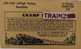 Og-103 Champ Decals O Gauge Lehigh Valley Gondola Complete Set Decal