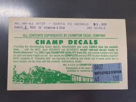 Hh-61 Champ Decals Ph-8b Vintage Atsf Santa Fe Herald Aluminum And Blue Ho 58