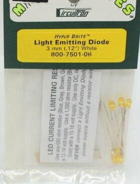 800-7501-06 Circuitron Ho Mitey Lites White Light Emitting Diode 3 Mm .12 Inch