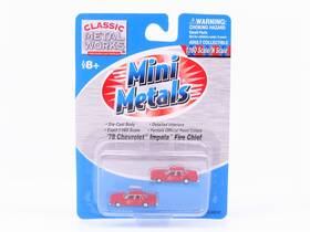 50247 Classic Metal Works N Scale Cmw Mini Metals 78ft Chevy Impala Fire Chief Car 2-pack