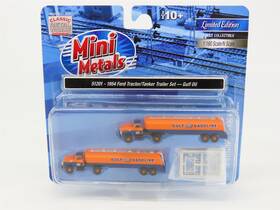 51201 Classic Metal Works N Cmw Mini Metals Le 1954 Ford Tractor/tanker Trailer Set - Gulf Oil