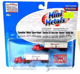 32fttrailers Classic Metal Works 658819511394 Rtr 2 Mini Metals Carnation White Super Power Tractors With Built Semi