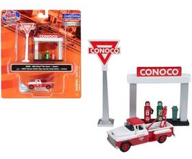 Cmw-40009 Classic Metal Works Rtr Mini Metals 1/87 Ho 55ft Chevy Tow Truck Inch Conoco Sign/gas Pump Island-cmw