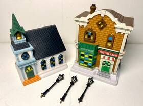 Cobblestone Corners 195464073315 Toy Store And Church 1 64 S Gauge Lot Buildings Christmas Village Miniatures