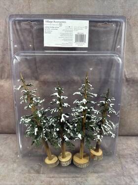 4025363 Dept 56 Christmas Village Accessories Winter Lodge Pines Pack Of 4 B