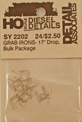 Sy2202 Detail Associates Ho Scale Grab Irons 17 Inch Drop Bulk Package Pack Of 48