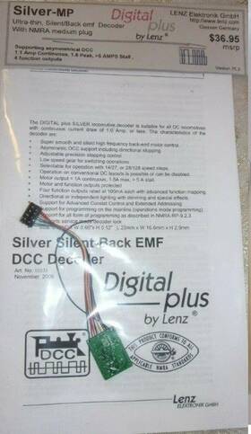 10331 Digital Plus Dcc Decoder Silver Silent-back Emf 4 Function Outputs