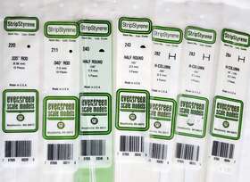 Evergreen Scale Models 787026002835 Lot 7 Model Strip Styrene 211/220 Rod 240/243 Half Round 282/283/284 H Evergreen Scale Models 787026002835 Lot 7 Model Strip Styrene 211/220 Rod 240/243 Half Round 282/283/284 H