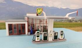 130347 Faller Ho Scale Built Model -bp Petro/gas Station With Detailed Interior #130347