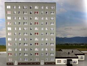 130802 Faller 130801 Ho Built Model- 11 Story High-rise Apartment And Annex #130801 - 4 X