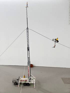 140415 Faller Ho Scale Built Model -static Traber High Wire Motorcycle Show #140415