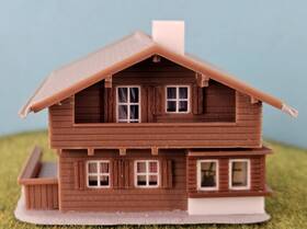 232237 Faller N Scale Built Model Cabin / Chalet - House Inch Enzian With Balcony #232237