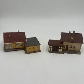 26101 Faller 24201 Lot Of 2 Vintage Ho Model Train Houses And Assembled Buildings