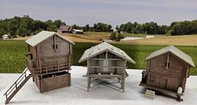 B-333 Faller Three / Kibri Ho Scale Built Models- Grain Storage And Barn/sheds #b-333
