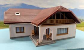 Ho-398 Faller Ho Scale Built Model - Single Family Weber Bungalow With Terrace #398