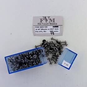 3603-100 Fox Valley Models Fvm N Scale 98 Axles 36 Inch Wheels With .563 Axle