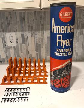 26782 Gilbert 1950s American Flyer Railroad Trestle Set With Canister Usa Made 26782 Gilbert 1950s American Flyer Railroad Trestle Set With Canister Usa Made