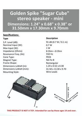 Gs15112h201 Golden Spike Mini Sugar Cube Stereo Speaker