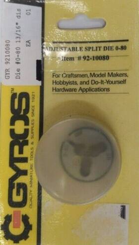 9210080 Gyros Precision Tools Adjustable Split Die #0-80 13/16 Inch Dia