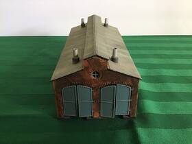 642fm Heljan N Scale Brick Locomotive Engine House Shed Assembled - Open Doors Rare
