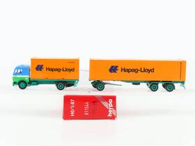 811544 Herpa Ho Scale Hapag-lloyd Truck And Trailer With 2 Containers