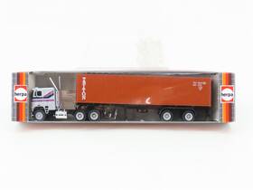 854223 Herpa Ho Scale Gray And Striped Tractor Trailer With Triton Container