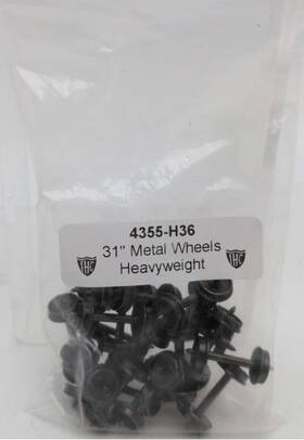 4355-h36 Ihc Ho Scale Blackened 31 Inch Metal Wheel Heavyweight Set Pack Of 36