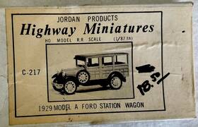 Ho-1929 Jordan Products Highway Miniatures Kits Model A Ford Station Wagon