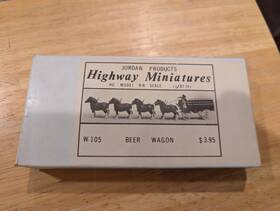 W105 Jordan Products Ho Scale Highway Miniatures Beer Wagon With Horses Plastic Kit